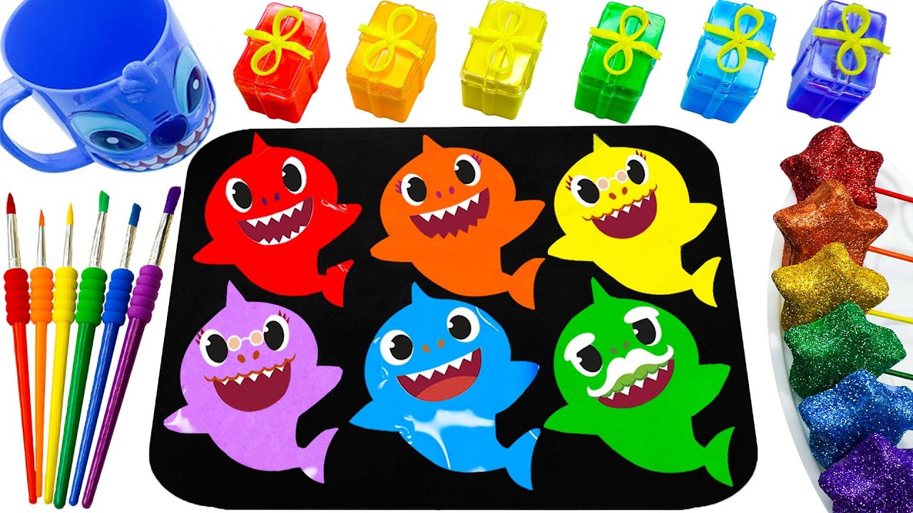 Satisfying Video l DIY How To Make Rainbow Baby Shark Glow DIY Candy with ASMR Super Relax Sounds