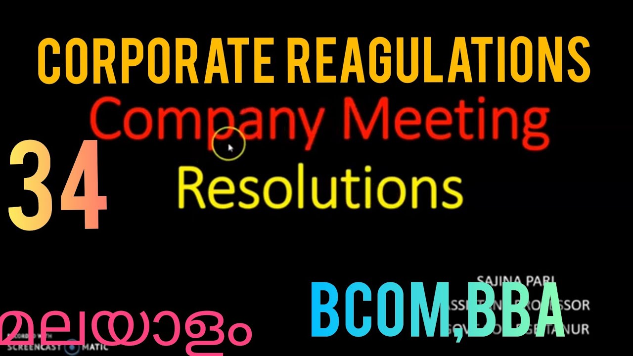 Resolution/Meeting of directors/company meeting/coporate regulations/bcom bba/malayalam