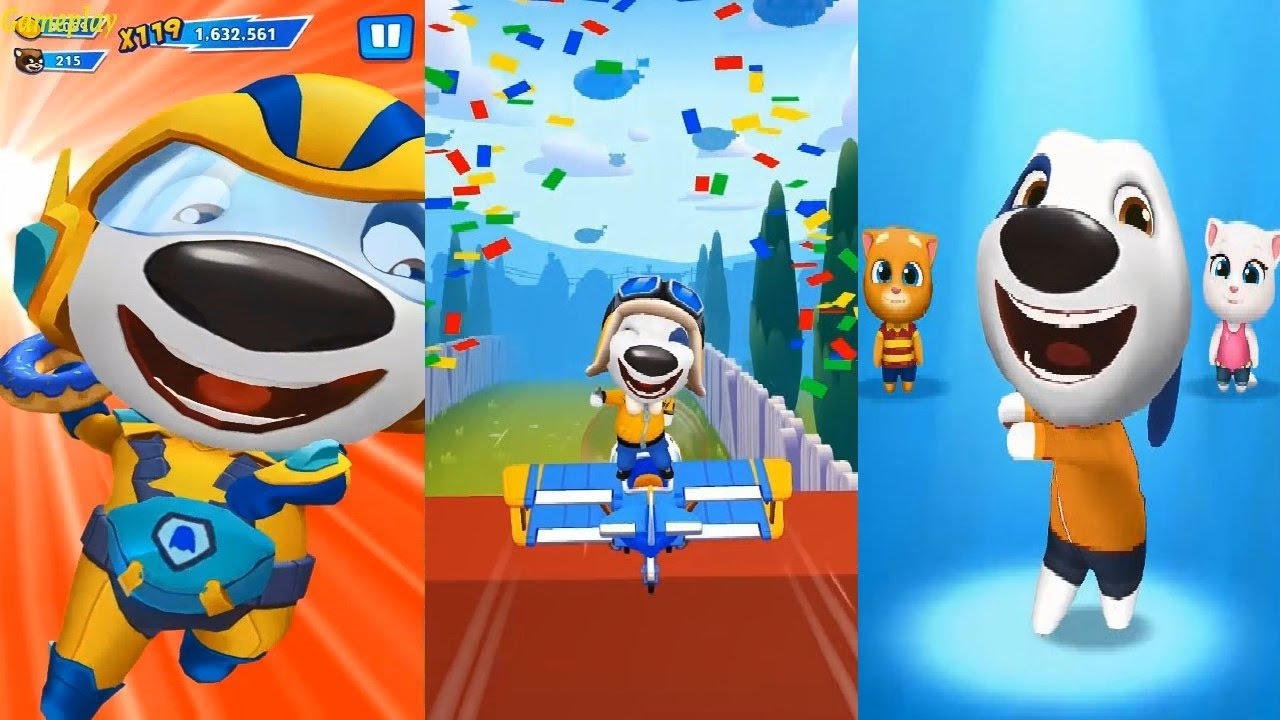 Talking Tom Gold Run VS Talking Tom Hero Dash VS Talking Tom Sky RUN  SUPER HANK Boss Fight