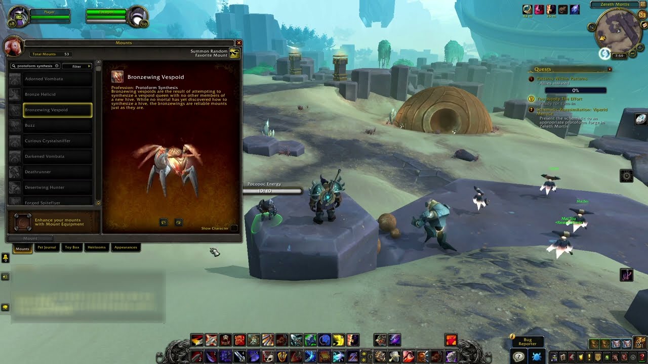 WoW Bronzewing Vespoid - Mount Protoform Synthesis (Zereth Mortis Preview)