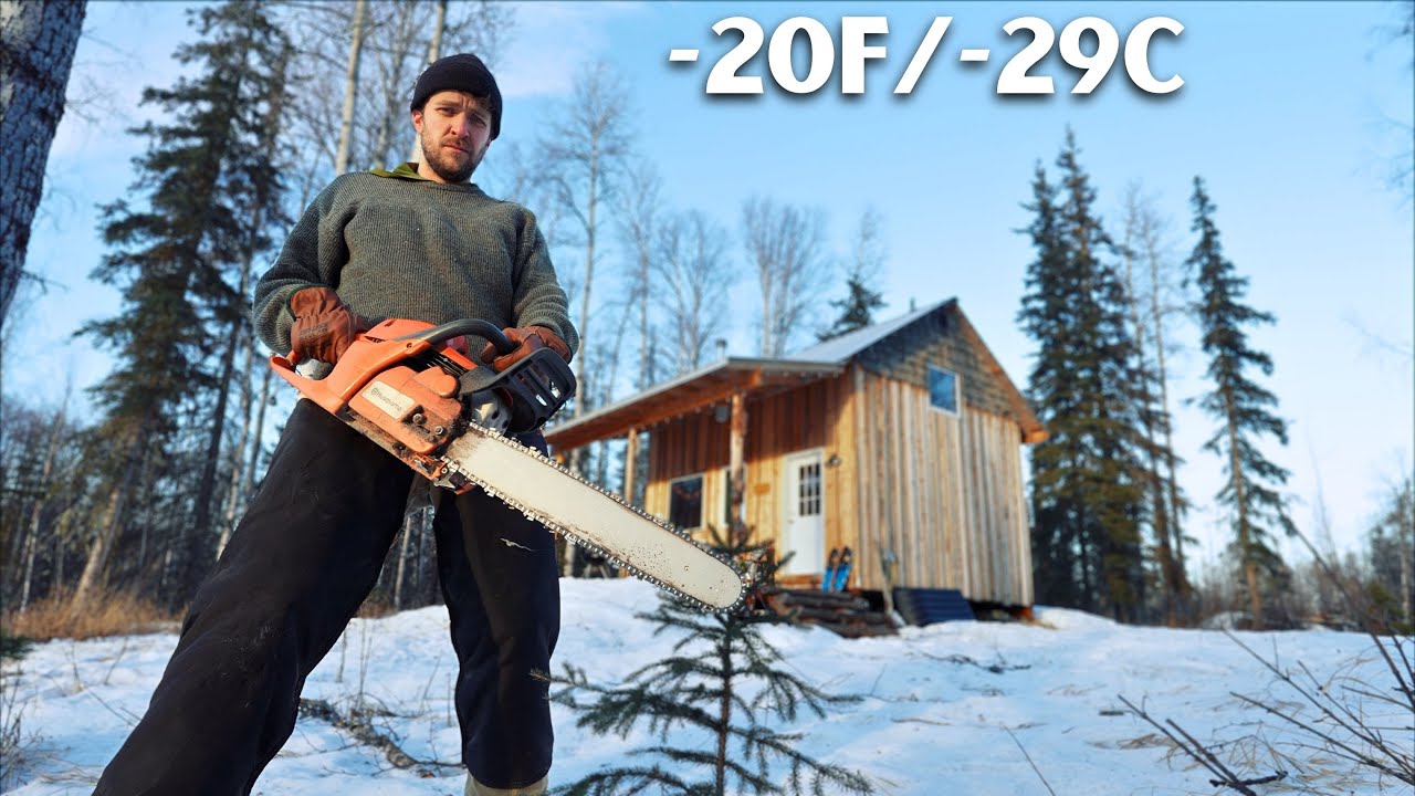 Making Next Years Firewood From Windstorm Damage at -20F || Cabin Life Alaska