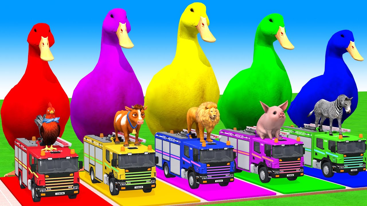 Long Slide Game With Cow Elephant Gorilla Hippopotamus Tiger 3d Animal Game Funny 3d Animals