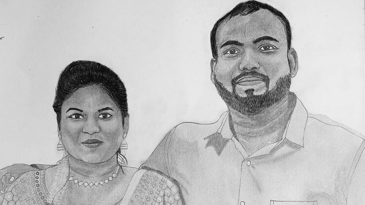Couple portrait drawing on A3|Realistic portrait|pencil sketch