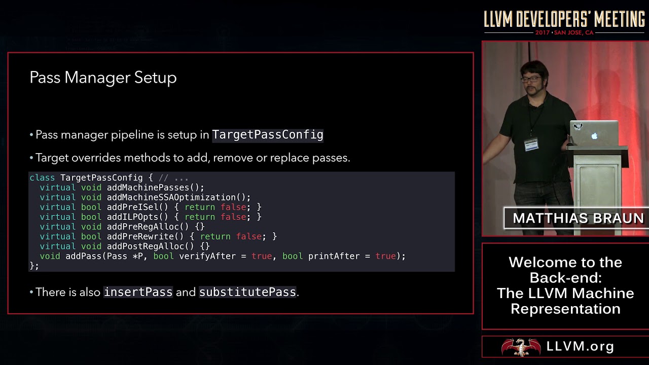 2017 LLVM Developers’ Meeting: M. Braun “Welcome to the back-end: The LLVM machine representation”