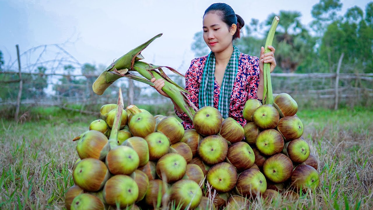 How To Make Dessert From Young Palm Seeds And Sticky Rice In My Village
