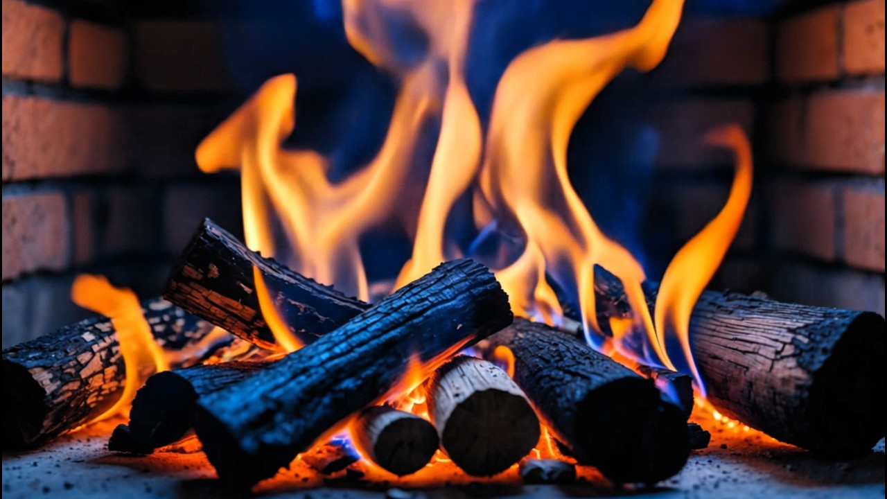 Glow Between the Logs | Blue-Orange Fireplace Ambience for Quiet Reflection | Fireplace ASMR