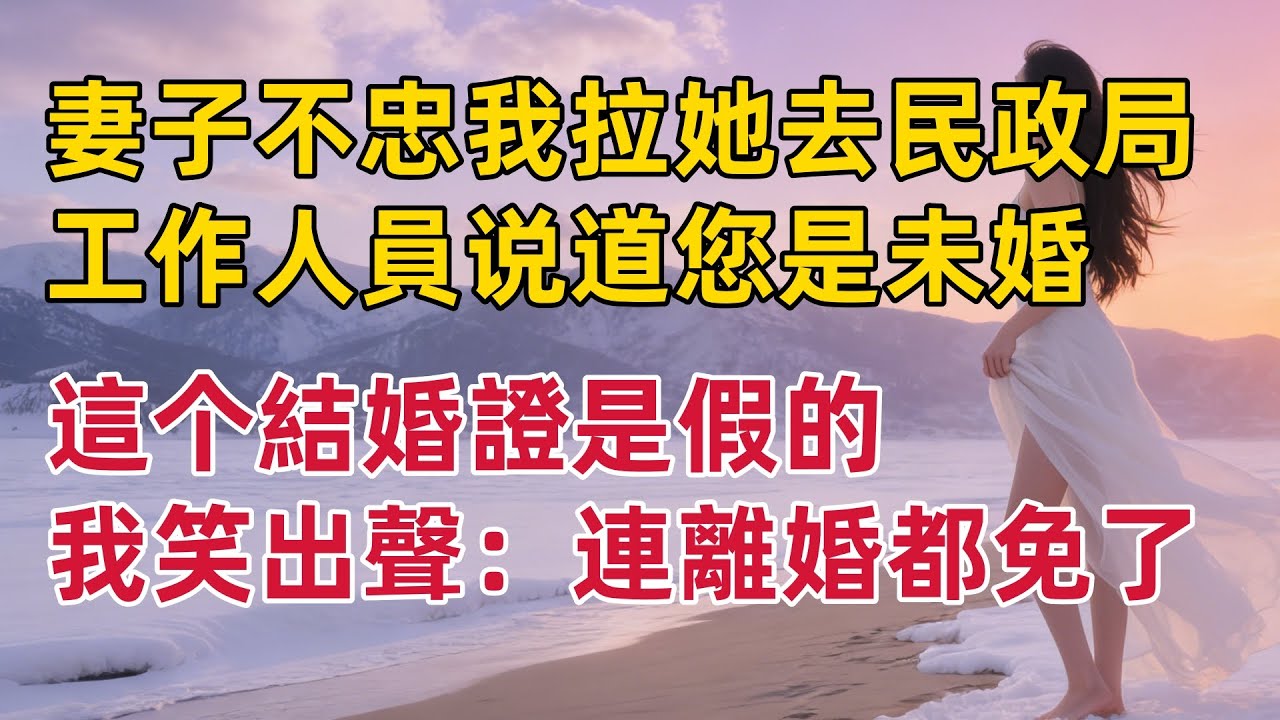 妻子不忠我拉她去民政局，工作人員道您是未婚，這結婚證是假的，我笑出聲連離婚都免了 #出軌小說 #愛情故事 #白月光 #幸福人生#生活经验 #情感故事 #退休生活