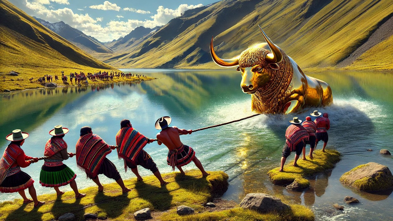 EL CUERNO DEL TORO DE ORO Y LA LAGUNA ENCANTADA (cuento andino)
