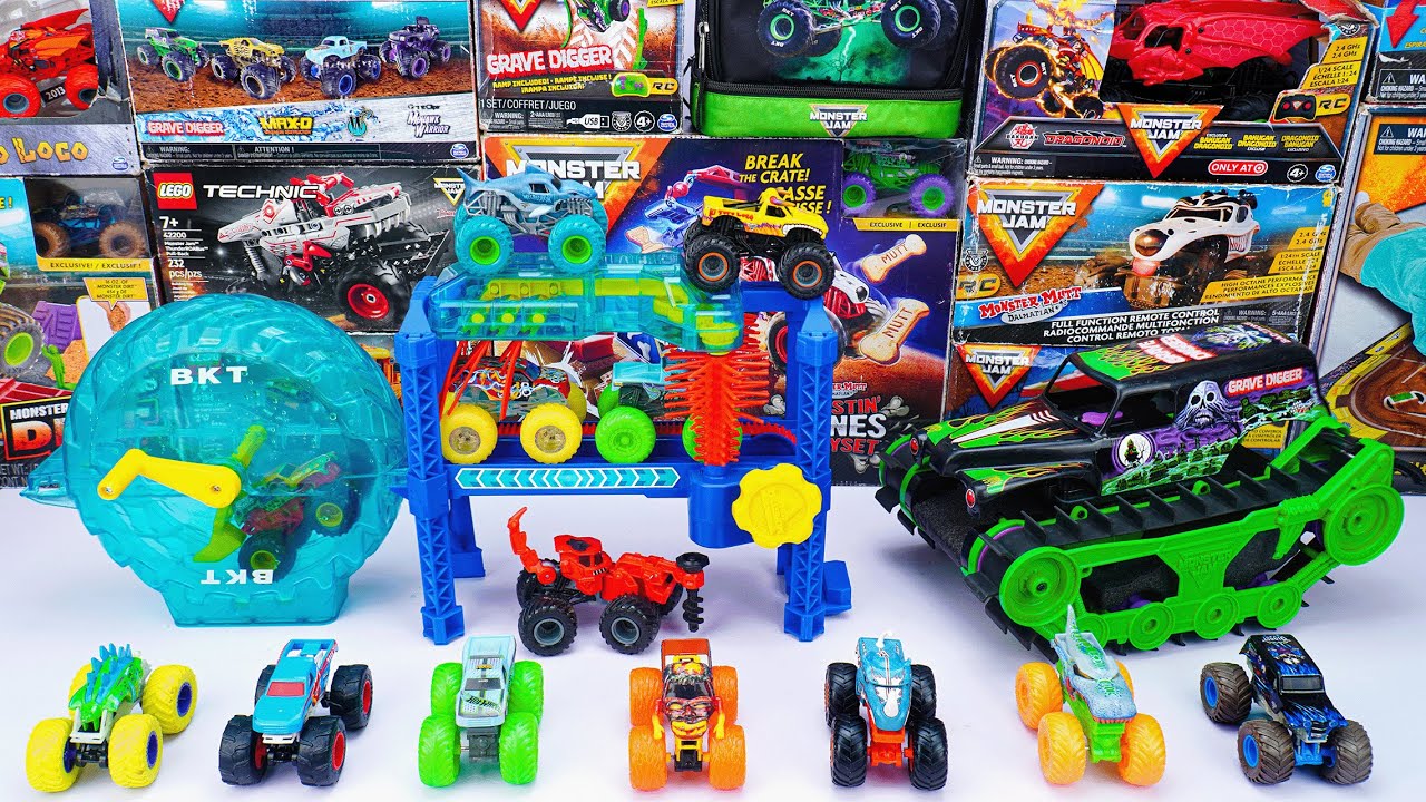 Monster Jam Collection Unboxing Review | Monster Jam Monster Trucks Wash Challenge
