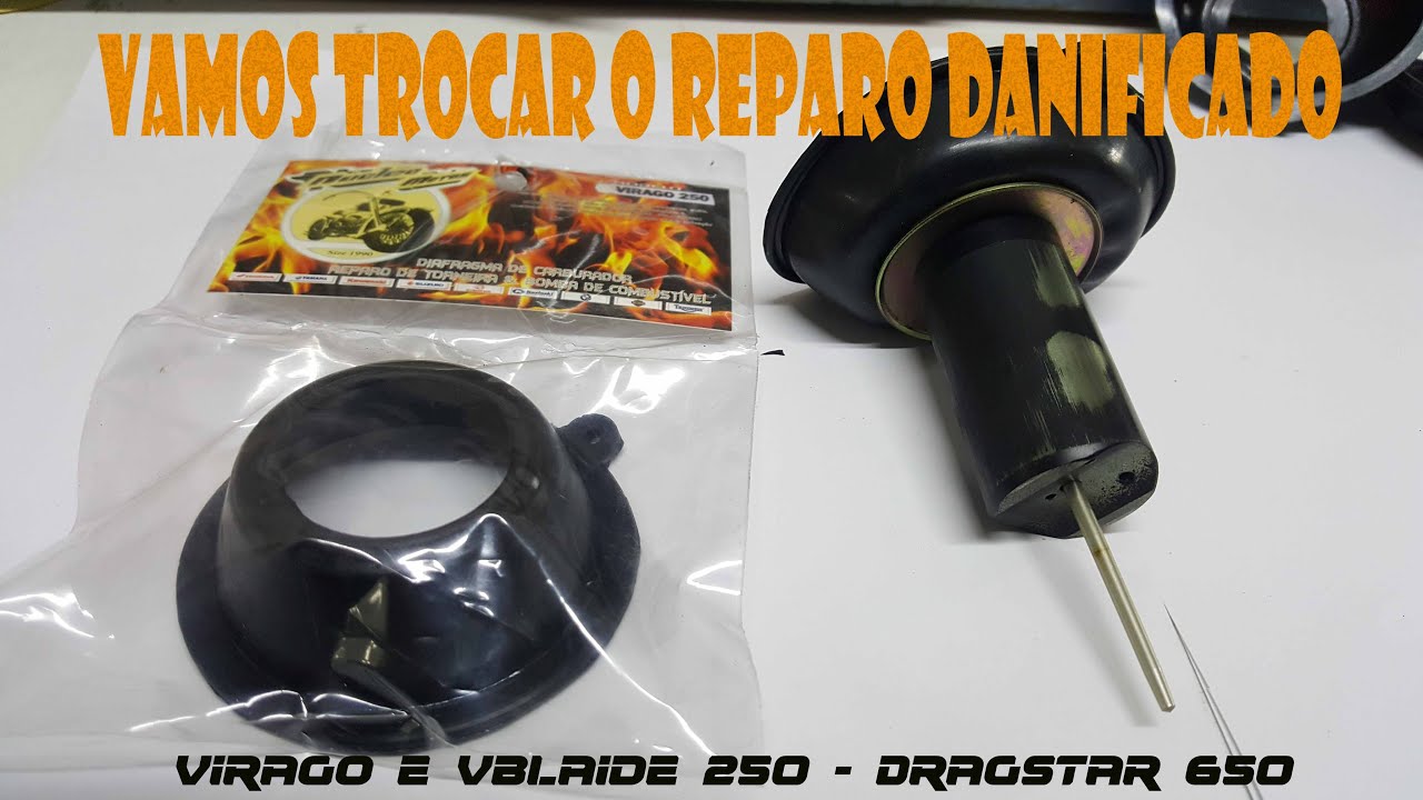 Como trocar diafragma de pistonete Virago - VBlaide 250 - Drag Star 650 - Kasinski - Comet e Mirage