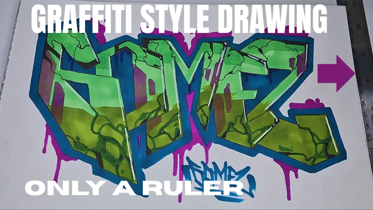 Graffiti style drawing with only a ruler