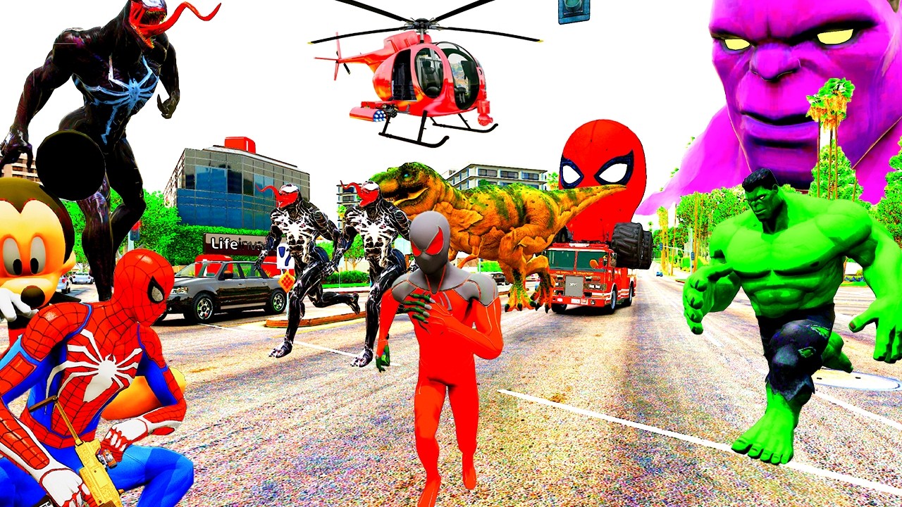 Giải Cứu Siêu Nhân Người Nhện Chạy Xe Ô Tô Cứu Hỏa, Máy Bay! Spiderman Car Siêu Anh Hùng SuperHero