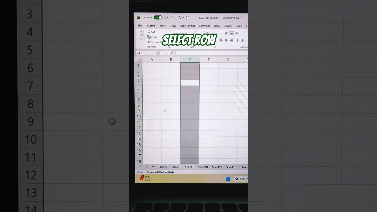 shortcut keys for row and column selection in excel 👍🏻
