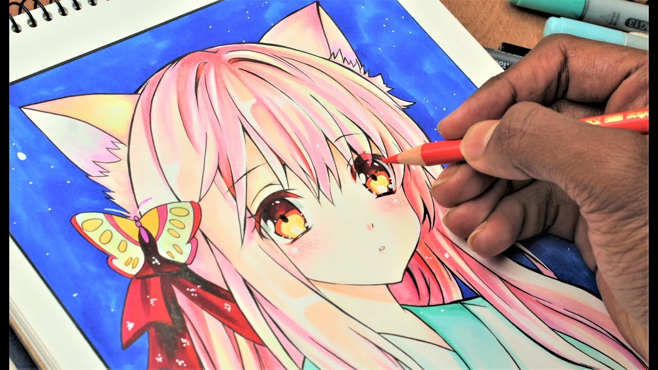 DRAWING A "Neko" Anime Girl(アニメを描く)
