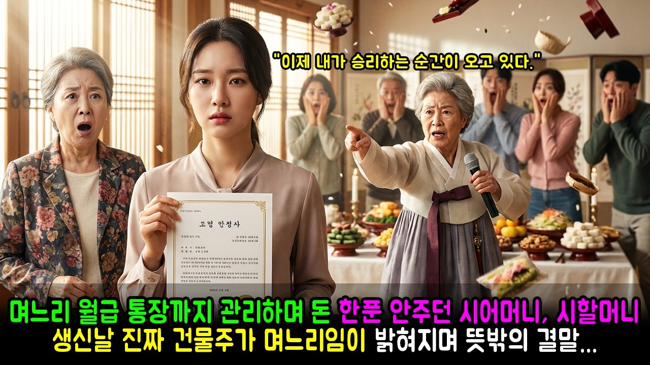 며느리 월급 통장까지 관리하며 돈 한푼 안주던 시어머니, 시할머니 생신날 진짜 건물주가 며느리임이 밝혀지며 뜻밖의 결말... | 반전사연 | 감동사연 | 노후사연 | 막장사연