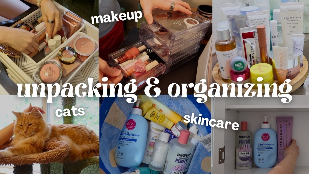 Let's unpack & organize my makeup & skincare! // moving vlog pt. 2