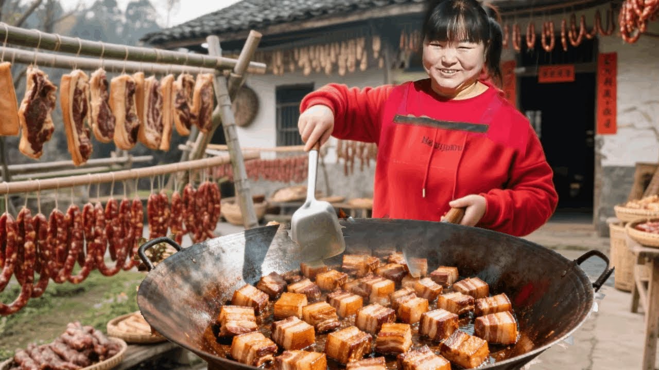 【陕北霞姐】霞姐豪烧百斤红烧肉！巴掌大方块，颤巍巍酥烂爆汁，过年一口超满足！