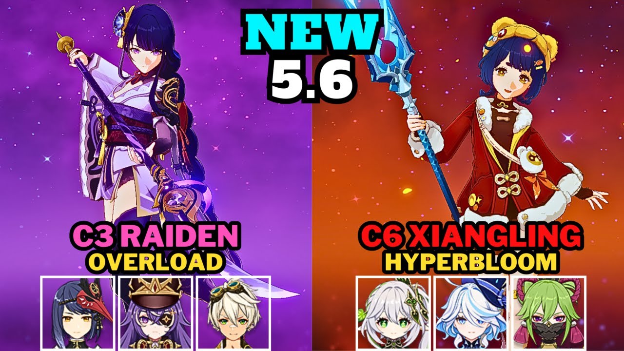 [NEW Spiral Abyss 5.6] C3 Raiden Shogun Overload & C6 Xiangling Hyperbloom | Genshin Impact