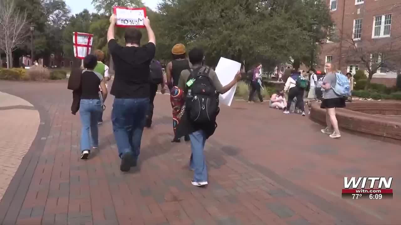 ECU students march to demand Epstein file accountability