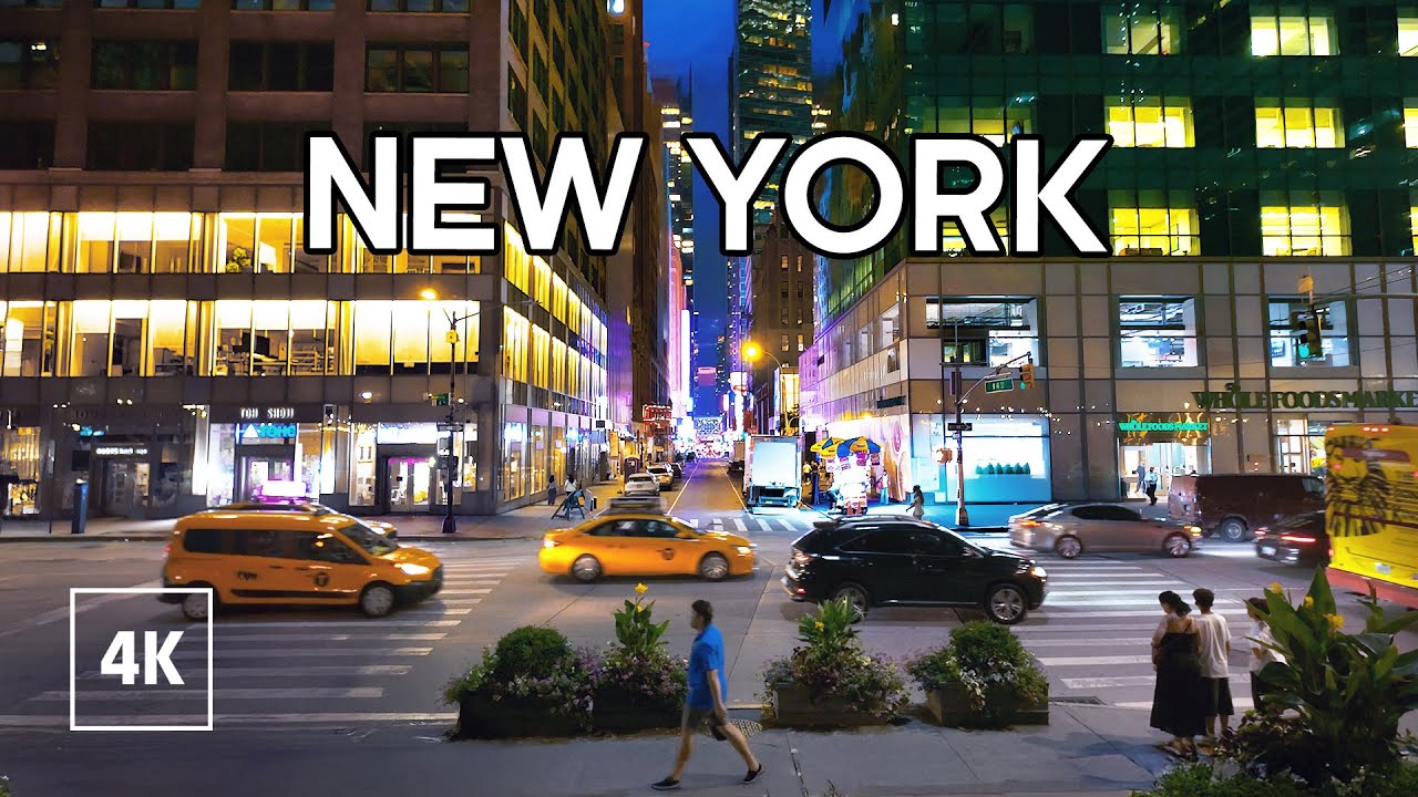 Relaxing Night Walk in NEW YORK - Walking tour 4K