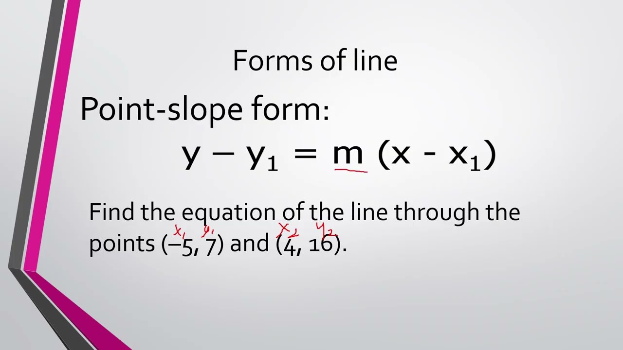 Writing equations using different forms of line II Teacher Marife Adonis