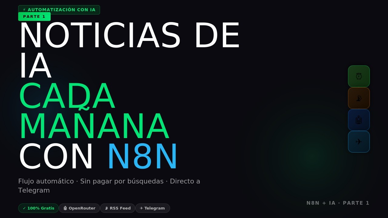 Automatiza tareas con N8N, Recibe las noticias de IA más importantes cada mañana en Telegram