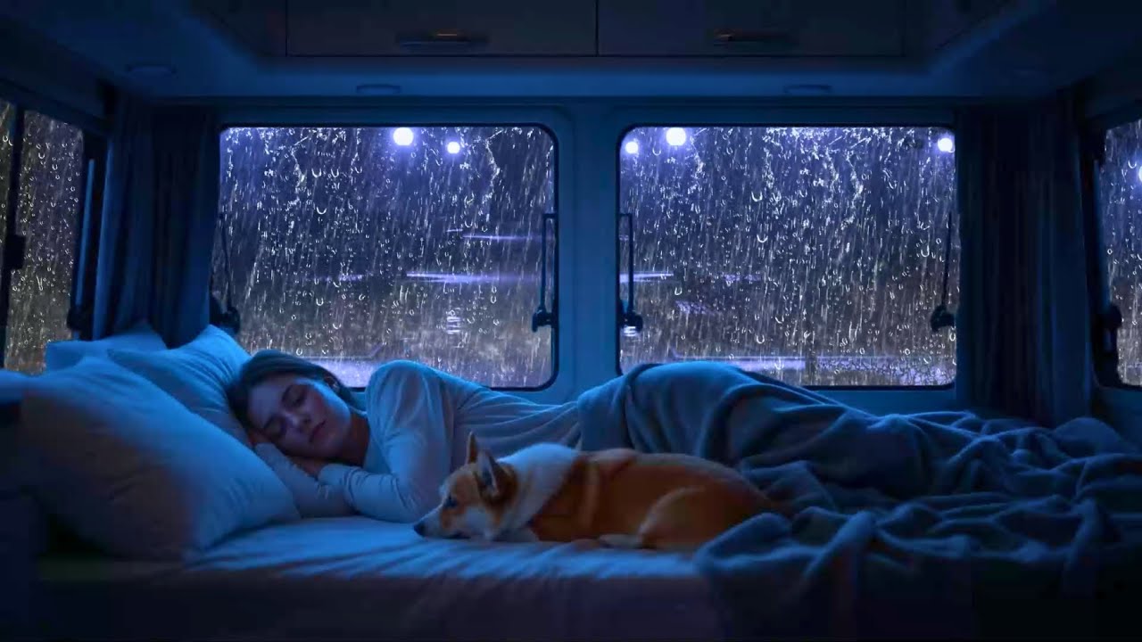 Super Deep Sleep | Heavy Rain with Thunderstorm | Relaxation on Cozy Car Window at Night