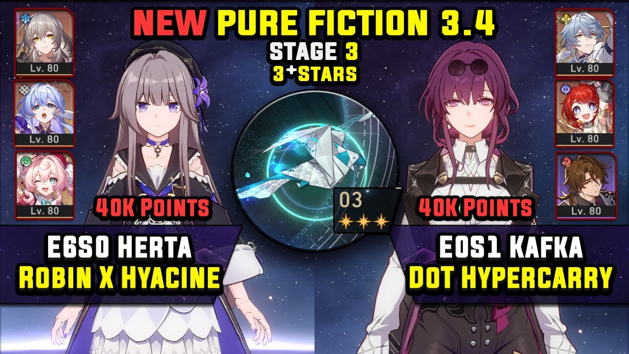 E6 Herta Carry W/ RMC & E0 Kafka Carry W/ Sunday (3 Stars) Pure Fiction 3 Honkai Star Rail 3.4