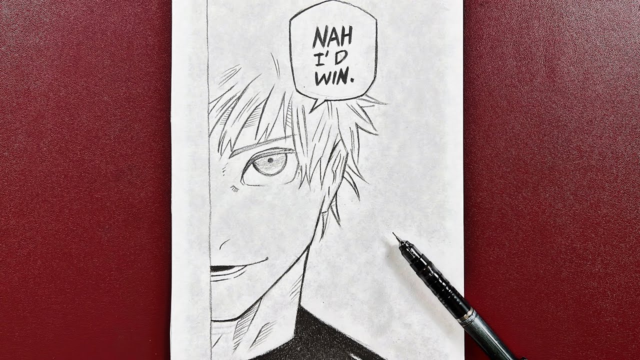 How to draw gojo ( Nah I’d win ) from manga step-by-step