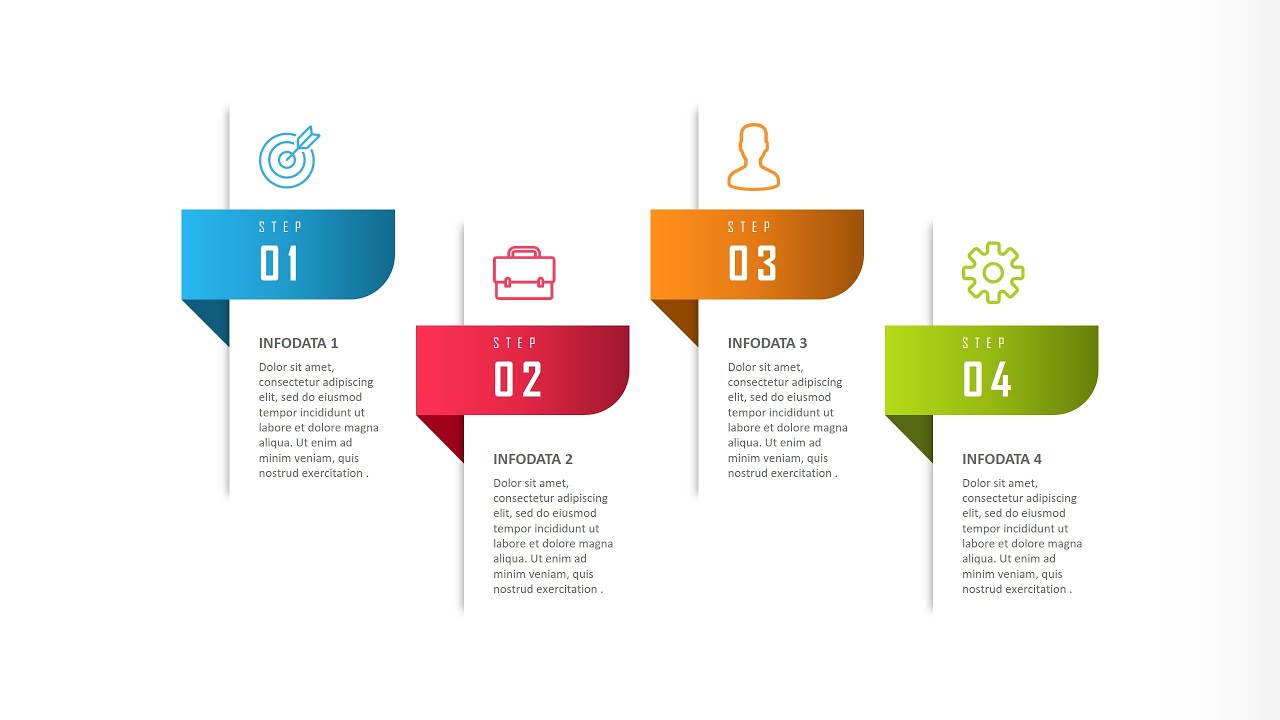 How to Create a 4 Steps Infographic With Shadow - PowerPoint Tutorial