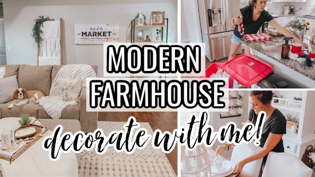 RELAXING DECORATE WITH ME | MODERN FARMHOUSE NEUTRAL DECOR | HOME STYLING 2020