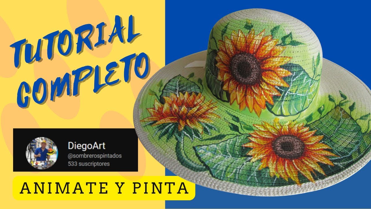 sombrero pintado a mano N° 3 | como pintar un sombrero fácil | como pintar un girasol | tutorial