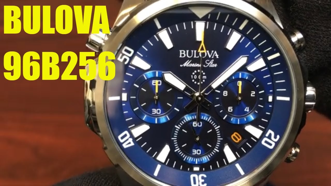 Bulova Marine Star Blue Dial Steel Chronograph Watch 96B256