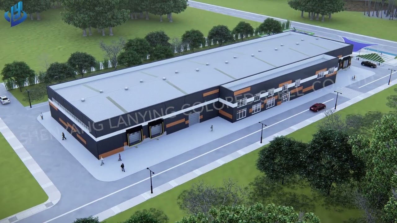 3D Animation of Steel Structure Food Manufacturing Factory Building in Guinea