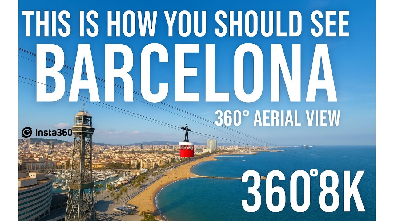 Flying Above Barcelona: Cable Car Ride in 360° 8K | 2025 | Insta360 X5