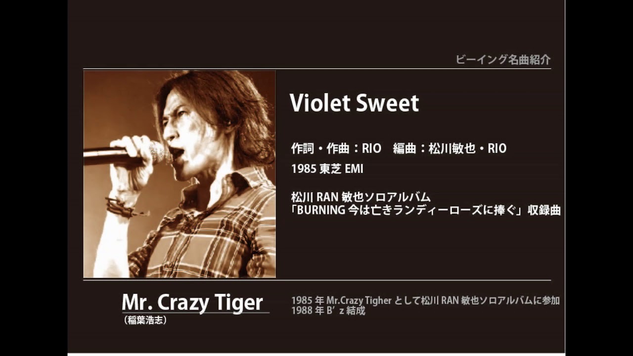 ビーイング名曲紹介 98 Violet Sweet / Mr.Crazy Tiger（稲葉浩志）