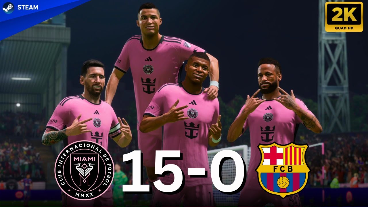 FIFA 24 - MESSI, RONALDO, NEYMAR, MBAPPE, HAALAND, ALL STARS | Inter Miami 15-0 Barcelona
