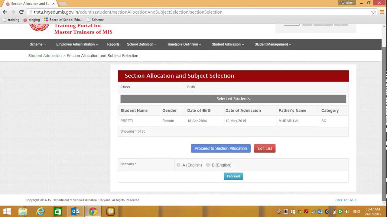 MIS Guide section allocation & subject selection