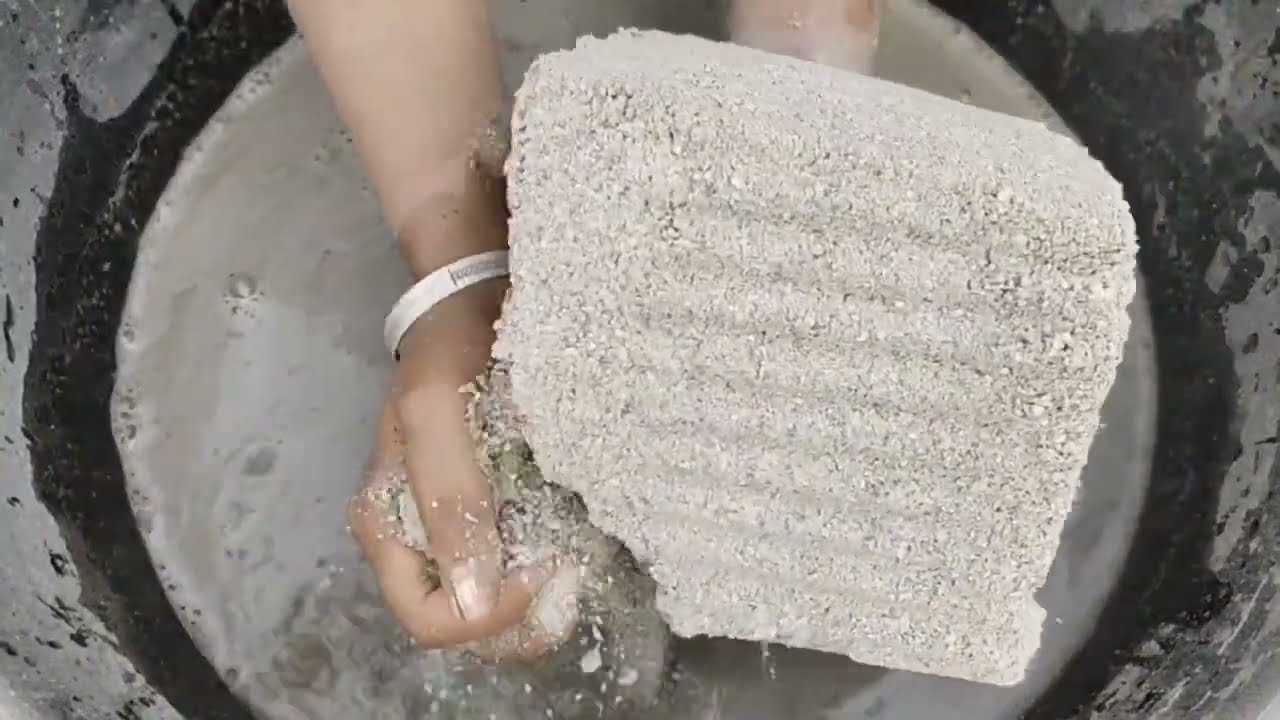 Crispy sand cement huge shapes crumbling dry and water 💦 SA ASMR