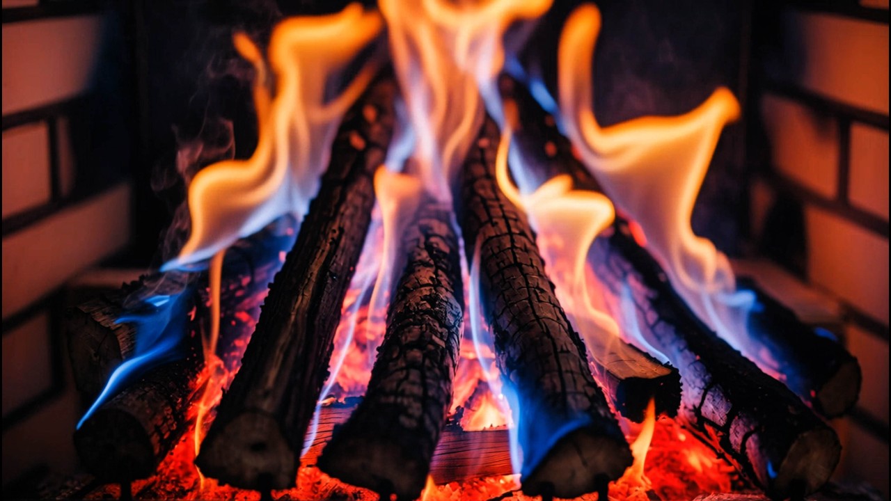 🔥 Ultimate Calm & Comfort with Hypnotic Blue and Orange Fireplace Flames Over Hot Embers
