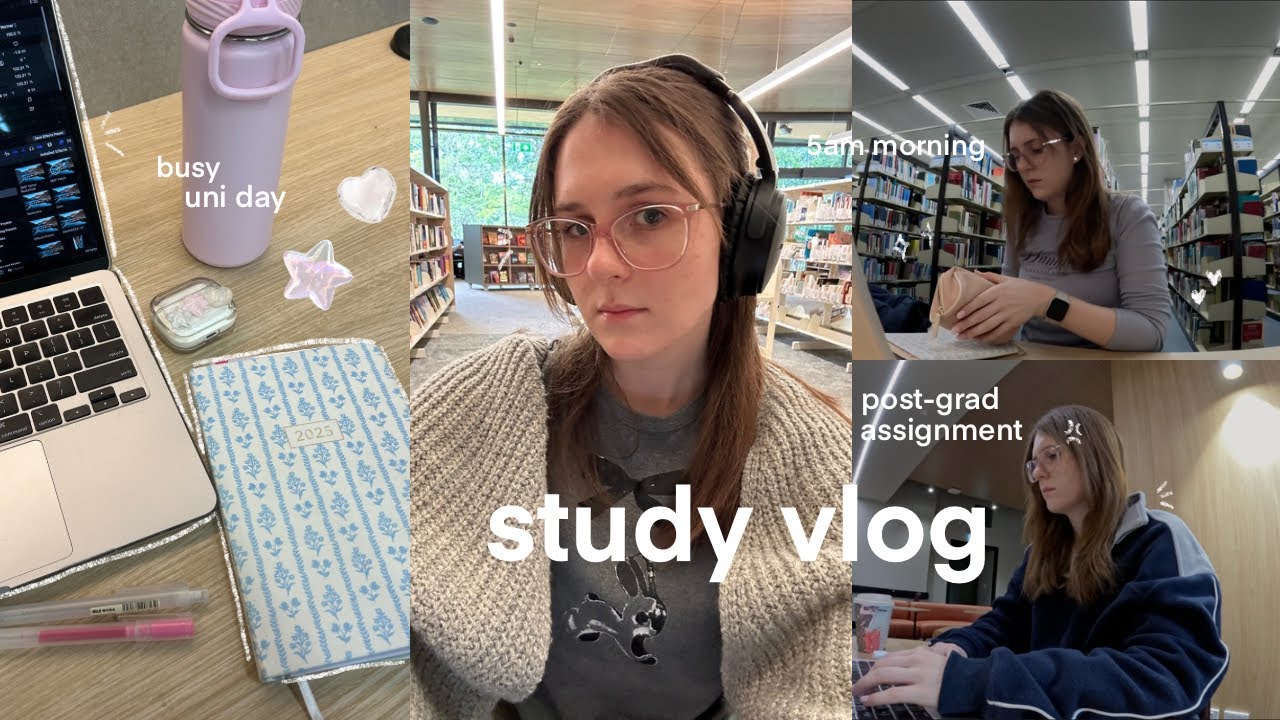 24hr study vlog 🖇️ busy uni day, post-grad assignment, very productive diml & 5am morning ⋆. 𐙚 ˚