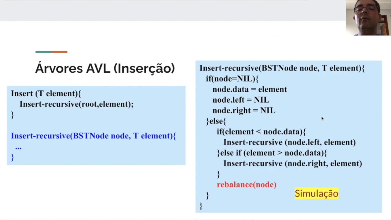 Árvore AVL - inserção, remoção e rebalanceamento