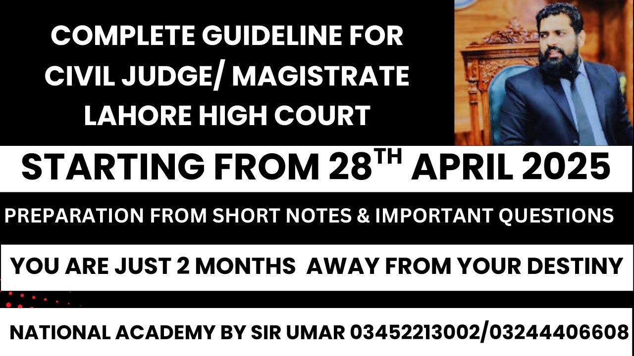 CIVIL JUDGE, JUDICIAL MAGISTRATE ORIENTATION CLASS LHC 2025 EXAM