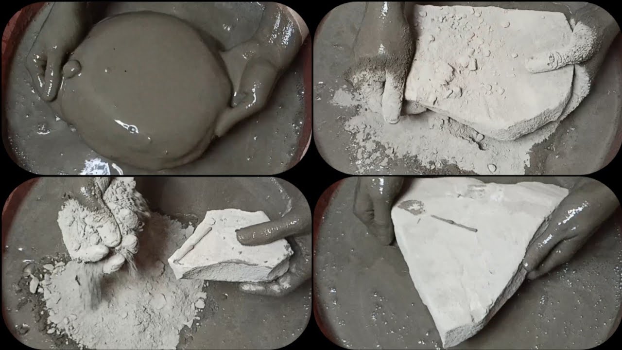 Soft Dusty Creamy Powdery Pure Dirt Slabs Dipping+Crumbling in 💦 & Paste Mixing/Playing ASMR