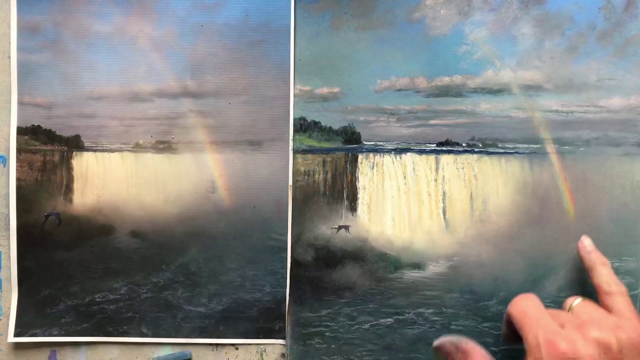 MALUJEMY PASTELAMI WODOSPAD NIAGARA