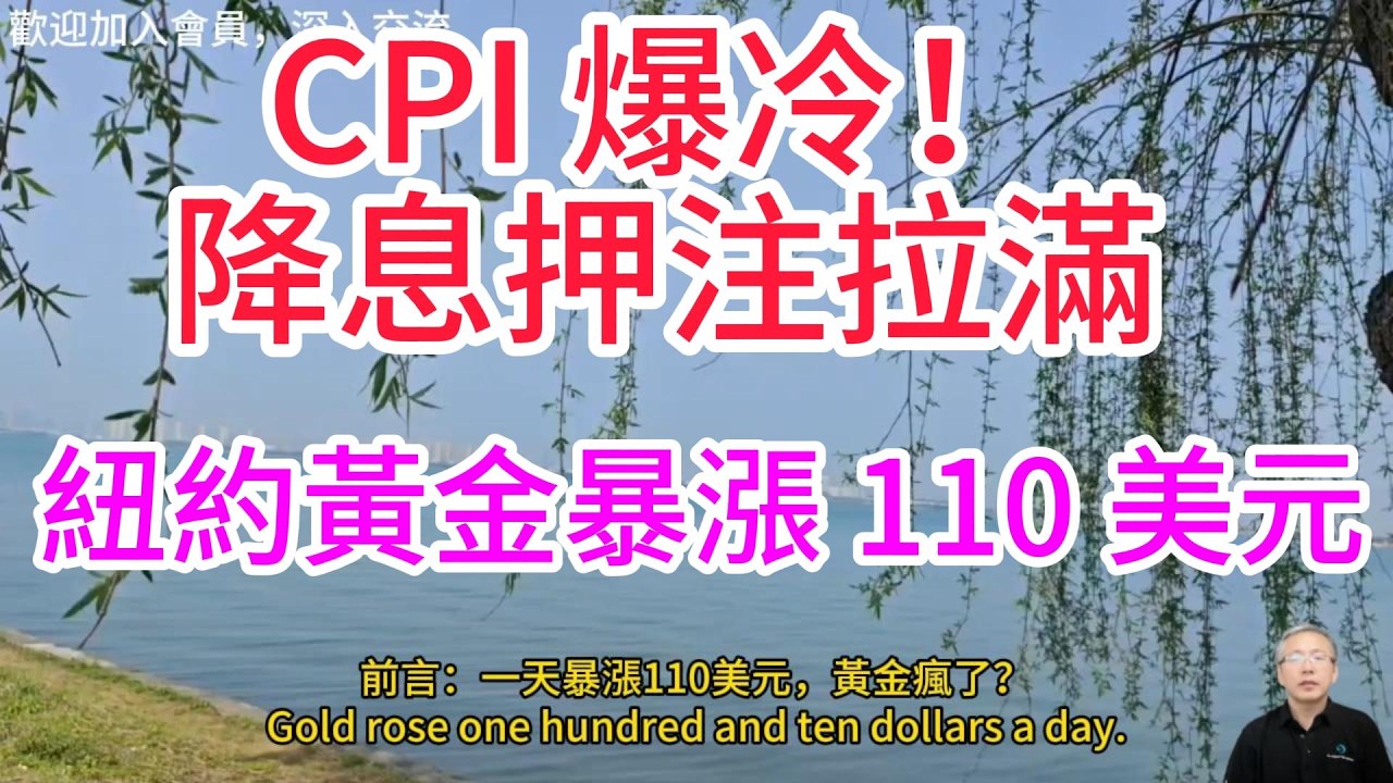 美國 1 月 CPI 意外爆冷！年內三次降息押注升至 50%！最新 cpi 解讀！黃金能否再創新高？CPI surprises to the downside, gold surges sharply