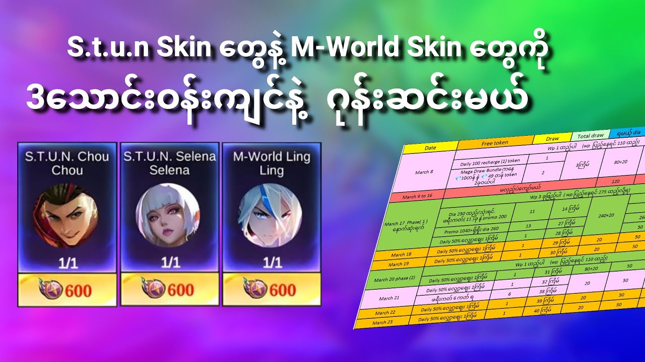 S.T.U.N Skins နဲ့ M-World Skins တွေကို ဖောက်ရင်း Special Skins တွေပါ ဂုန်းဆင်းမယ် 