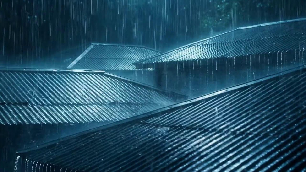 Soothing Rain On Old Tin Roof With Distant Thunder For Meditation And Restful Deep Sleep