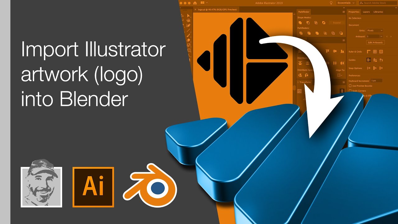 Импортируйте изображение Illustrator (логотип) в Blender