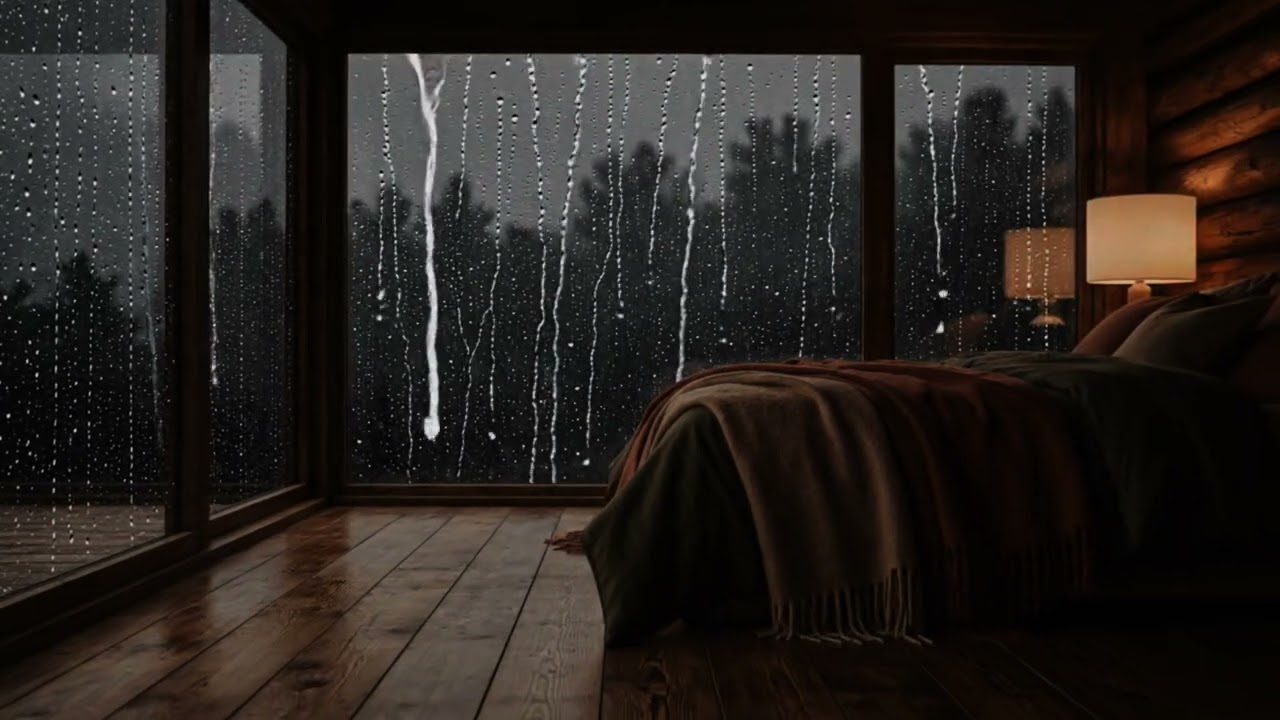 Cozy Rain Sound in Wooden Cabin | Deep Sleep, Relaxation & Stress Relief